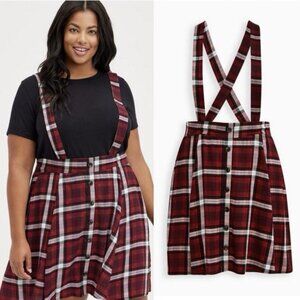 NWT Torrid Red Burgundy Plaid Mini Challis Punk Goth Schoolgirl Skirtall Skirt 1